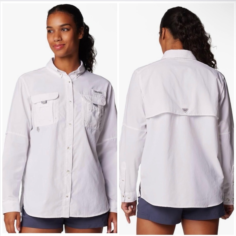 Columbia NWT! White Relaxed Fit Button-Up Shirt in White Size XS